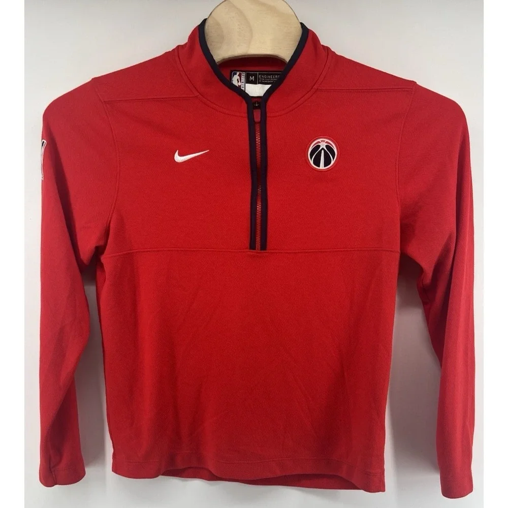 Nike Dri Fit Washington Wizards Mens Medium 1/4 Zip Pullover Bright Red - Picture 1 of 6